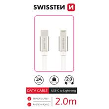 SWISSTEN DATOVÝ KABEL TEXTILE USB-C / LIGHTNING 2,0 M STŘÍBRNÝ