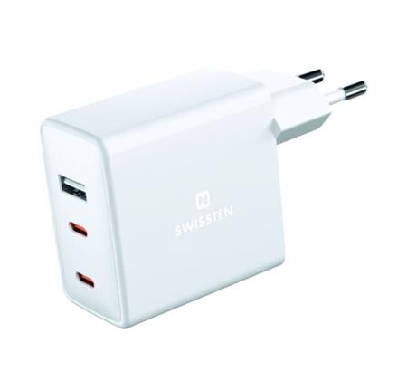 SWISSTEN SÍŤOVÝ ADAPTÉR GaN 2x USB-C + 1xUSB