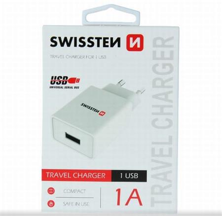 SWISSTEN SÍŤOVÝ ADAPTÉR SMART IC 1x USB 1A POWER