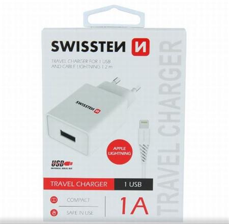 SWISSTEN SÍŤOVÝ ADAPTÉR SMART IC 1x USB 1A POWER