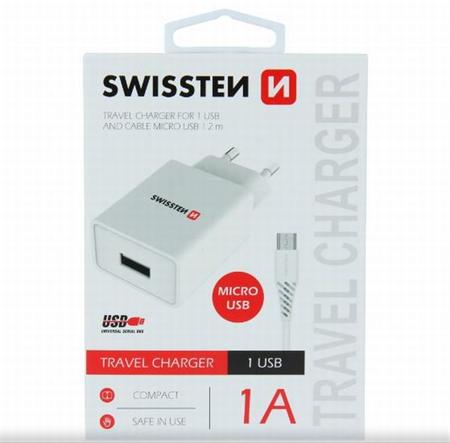 SWISSTEN SÍŤOVÝ ADAPTÉR SMART IC 1x USB 1A POWER