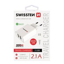 SWISSTEN SÍŤOVÝ ADAPTÉR SMART IC, CE 2x USB 2,1 A