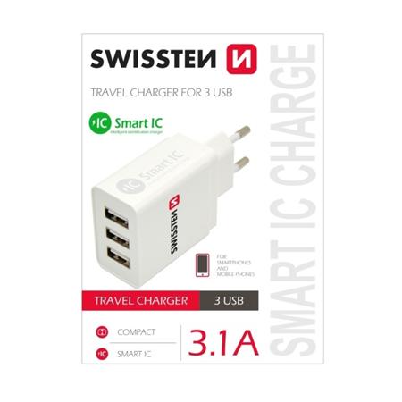 SWISSTEN TRAVEL CHARGER SMART IC WITH 3x USB 3,1A
